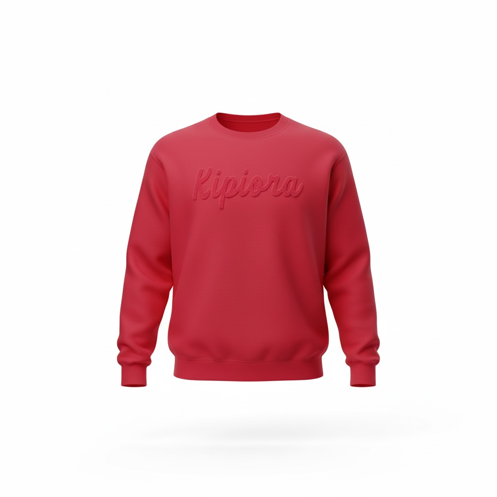 KIPIORA Form Crewneck - Red/Tonal Felt Embroidery