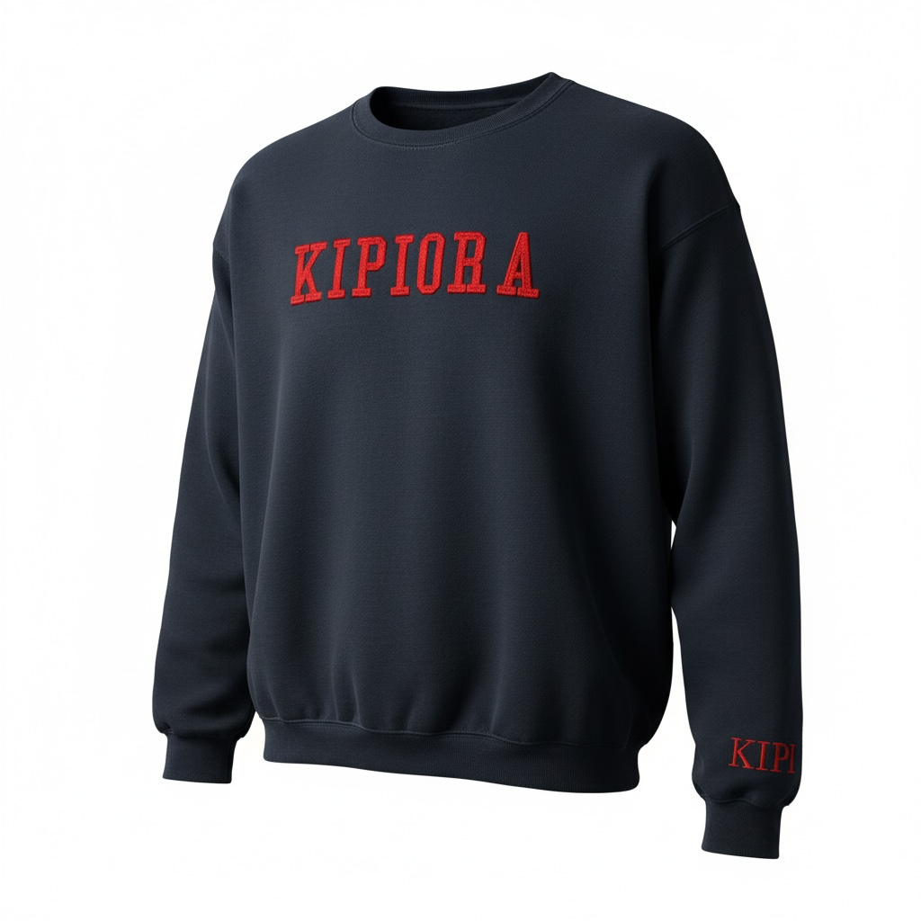 KIPIORA Signature Crewneck - Navy/Red Embroidery